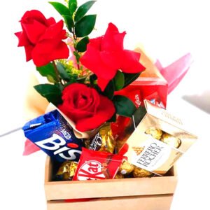 Cesta de Chocolate com Rosas - Floricultura Cuiabá