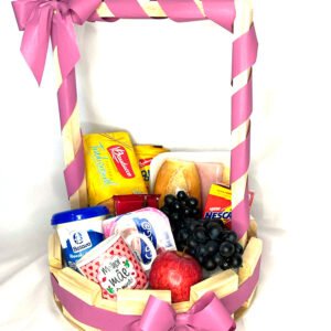 Cesta Café da Manhã Laço Rosa